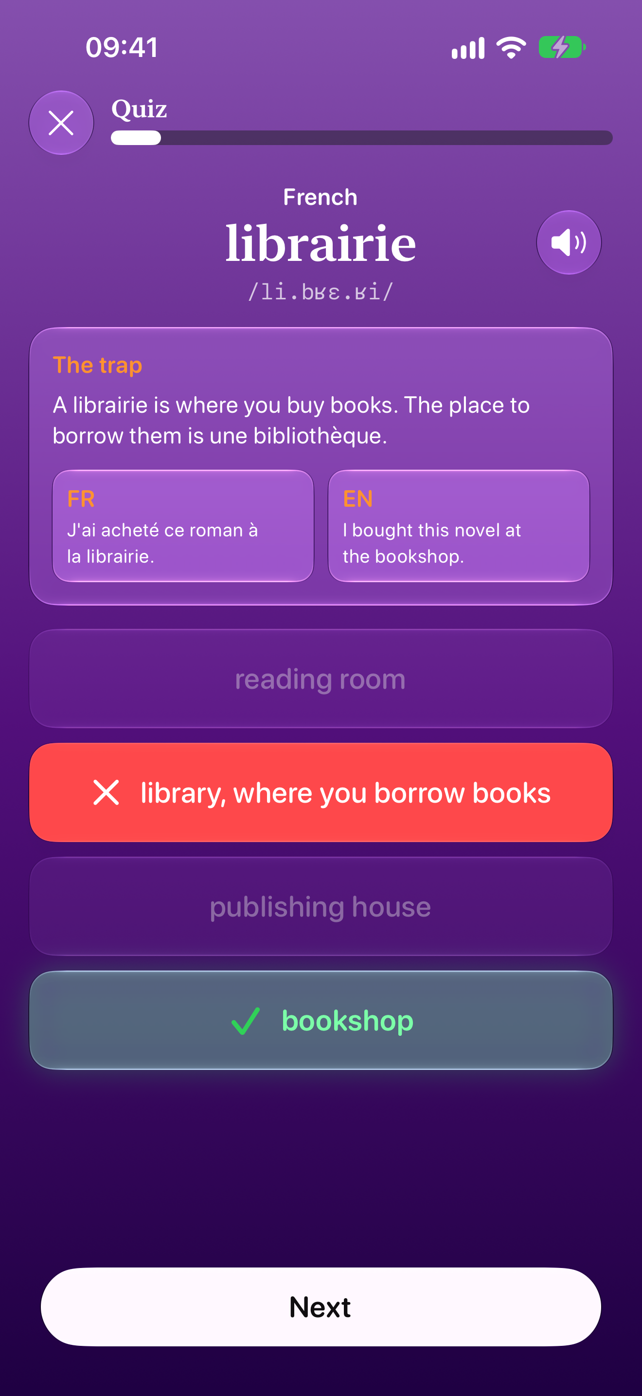 False Friends quiz answer explaining the real meaning and the false-friend trap